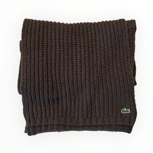 Lacoste Wool Blend Casual Knit Long, Wide Cozy Scarf.